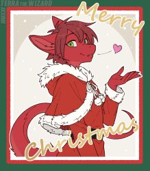  2025 5_fingers andromorph_(lore) anthro artist_name belt belt_buckle black_belt border buckle canid canine canis cheek_tuft christmas christmas_card claws clothed clothing coat countershade_ears countershade_fur countershade_neck countershade_tail countershading dated digital_drawing_(artwork) digital_media_(artwork) dragon english_text eyebrow_through_hair eyebrows eyelashes facial_tuft finger_claws fingers flat_colors flesh_fang fur fur_coat fur_shawl fur_trim_(clothing) furred_dragon furred_scalie green_border green_eyes hair half-length_portrait heart_symbol hi_res holidays hybrid inner_ear_fluff male mammal mythological_creature mythological_scalie mythology open_mouth open_smile pointy_ears portrait prick_ears pupils red_body red_border red_clothing red_coat red_countershading red_fur red_hair red_inner_ear_fluff red_topwear scalie short_hair side_view simple_background slim slim_anthro slim_male slit_pupils smile snout solo tail tapering_tail terra_(terrathewizard) terrathewizard text topwear translucent translucent_hair tuft white_background wolf 
