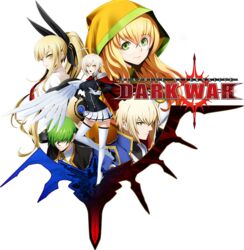  2boys 3girls ahoge armor blazblue blazblue:_bloodedge_experience blazblue_alternative:_dark_war blazblue_phase_0 blonde_hair bow breasts capelet ciel_sulfur collared_shirt full_body glasses gloves green_eyes hair_over_eyes hair_ribbon hairbow hood jin_kisaragi kazuma_kuvaru key_visual logo long_hair looking_at_viewer medium_breasts military military_uniform mori_toshimichi multiple_boys multiple_girls necktie official_art pauldrons ponytail promotional_art rachel_alucard raquel_alucard red_capelet red_necktie ribbon round_eyewear shirt short_hair shoulder_armor skirt smile thighhighs third-party_source tied_hair transparent_background trinity_glassfield uniform vampire white_legwear wings yellow_eyes 