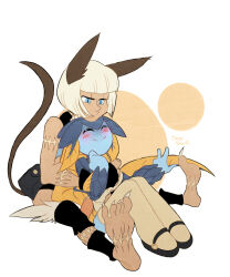  2014 animal_humanoid apron aquatic aquatic_humanoid arm_scar barefoot belt_pouch biped blue_body blue_eyes blue_hair blue_scales blush bob_cut bottomwear cat_humanoid closed_eyes clothing dagonian duo feet felid felid_humanoid feline feline_humanoid female female/female fin fin_hair fingerless_gloves fish fish_humanoid foot_scar footwear gloves hair handwear happy hi_res hotpants hug hugging_another hugging_from_behind humanoid leg_scar legwear long_hair mammal mammal_humanoid mary_janes minette nadia_fortune nails narrowed_eyes ponytail pseudo_hair romantic romantic_couple scales scar sharp_nails sharp_toenails shirt shoes short_hair shorts signature simple_background sitting skullgirls smile soles sony-shock spooning tail tan_body tan_skin thigh_highs toenails toes topwear white_background white_hair 