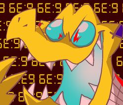  alligator alligatorid anthro avoid_posting cakeodile camcartoonfanatic clock computer croc crocodile crocodilian crocodylid cyber_(disambiguation) electronic electronics ge:g male pattern_background portrait reptile scalie simple_background solo toony virus watch 