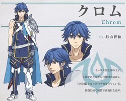  1boy april_fools armor blue_eyes blue_hair cape character_name chrom_(fire_emblem) collarbone commentary_request expressionless fire_emblem fire_emblem_awakening looking_at_viewer male_focus multiple_views parody partially_translated reference_sheet shoulder_armor sidelocks simple_background sword symbol translation_request weapon zbrk 