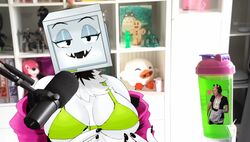  bra breasts clothing container cup electronics female for_a_head hi_res humanoid mangakitsune2 monitor_head object_head pyrocynical rule_63 screen screen_face screen_head solo television tv_head underwear 