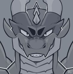  animal_humanoid anthro dragon eyebrows fangs grey_background grin horn humanoid kentott0 looking_at_viewer male mythological_creature mythological_scalie mythology scalie scalie_humanoid simple_background smile solo spikes teeth ven_(kodiak3d) 