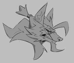  anthro canid canine canis eyewear facial_hair glasses goatee hair heromule hi_res male mammal monochrome mythological_canine mythological_creature mythology ponytail smash_legends solo were werecanid werecanine werewolf wolf wolfgang_(smash_legends) 