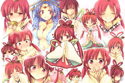  :d ^_^ alternate_hair_color blue_hair blush breasts chibi closed_eyes collarbone commentary_request cup female flower grin hair_ornament hair_rings hair_stick holding holding_flower large_breasts long_hair looking_at_viewer magi_the_labyrinth_of_magic miyata_(miyatami07) multiple_views open_mouth red_hair ren_kougyoku smile solid_circle_eyes tears twintails very_long_hair 