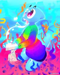  2016 absurd_res anthro bodily_fluids bottomwear cartoon_network clothing digital_media_(artwork) drooling dropping_acid drugs eyelashes female hi_res musikalgenius nicole_watterson saliva shorts solo sweater the_amazing_world_of_gumball tongue tongue_out topwear 