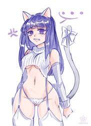  ... alternate_costume anger_vein animal_ears artist_name ass_visible_through_thighs bare_shoulders blue_hair blunt_bangs bow breasts cable_knit cat_ears cat_tail clenched_teeth commentary cowboy_shot detached_sleeves disgust english_commentary female frederica_bernkastel garter_straps highleg highleg_panties highres hime_cut long_hair long_sleeves looking_at_viewer medium_breasts meme_attire navel panties parted_lips purple_eyes ribbed_sleeves ribbed_sweater simple_background solo spoken_ellipsis stomach sweater tail tail_bow tail_ornament teeth thighhighs turtleneck turtleneck_sweater umineko_no_naku_koro_ni underboob underwear vanilla_cream_(artist) virgin_destroyer_sweater white_background white_bow white_garter_straps white_panties white_sweater white_thighhighs 