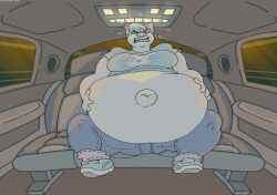  2025 anthro belly big_belly blue_eyes blue_hair bodily_fluids bottomwear breasts car clothing denim denim_bottomwear denim_clothing digital_media_(artwork) domestic_cat felid feline felis female footwear fur hair hi_res huge_belly inside_car inside_vehicle jeans mammal mittens_(virus-20) navel obese obese_anthro obese_female outie_navel overweight overweight_anthro overweight_female pants pregnant pregnant_anthro pregnant_female shirt shoes sitting sneakers solo sweat teeth thick_thighs topwear vehicle virus-20 white_body white_fur 