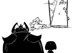  2015 anthro asgore_dreemurr barrier better_version_at_source boss_monster_(undertale) bovid caprine female frisk_(undertale) male mammal monochrome phillip-bankss toriel undertale undertale_(series) 