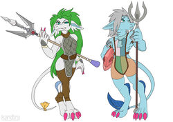  2022 accessory anthro armor biped bow_ribbon burmecian claws clothed clothing digitigrade duo eyebrows feet female final_fantasy final_fantasy_ix furgonomics gills green_hair grey_body grey_eyes grey_hair hair headgear helmet holding_melee_weapon holding_object holding_polearm holding_trident holding_weapon kandlin kerchief leg_fins legwear long_hair looking_at_viewer looking_away male mammal melee_weapon membrane_(anatomy) neckerchief polearm pupils ribbons rodent simple_background slit_pupils square_enix standing tail tail_accessory tail_bow tail_ribbon thigh_highs toe_claws toes trident weapon webbed_feet webbed_hands white_background white_body 