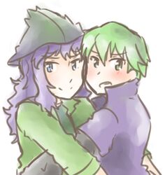  2boys harley_(pokemon) hug lowres male male_focus multiple_boys pokemon pokemon_(anime) shuu_(pokemon) 