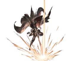  armor attack belt black_lips cape female full_body gauntlets granblue_fantasy holding holding_sword holding_weapon lipstick long_hair makeup minaba_hideo official_art pink_eyes pink_hair shield side_ponytail solo sword torn_cape torn_clothes transparent_background volenna weapon 