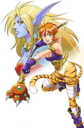  alternate_costume animal_ears armor breastplate breasts breath_of_fire breath_of_fire_ii cat_ears commentary_request female furry furry_female large_breasts mappy_(manhole_opener) no_pants photoshop_(medium) rinpoo_chuan short_hair solo tail weapon 