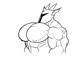  1boy 1male abs animated big_chest big_pecs bouncing_pecs chest dragon gay horns male male_only muscle muscles muscular muscular_arms muscular_male nipple nipples pecs pectorals rg02 rg02_(undertale) ripped-saurian royal_guard_(undertale) scales solo solo_male undertale zephleit 