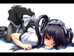  ass blue_hair brown_eyes female female french_maid kooh long_hair maid pangya solo 