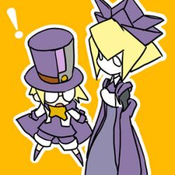  ! arc_system_works blazblue blazblue:_calamity_trigger blonde_hair carl_clover flat_chest glasses hat lowres nirvana robot top_hat 