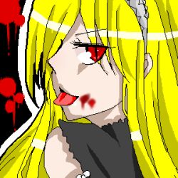  blonde_hair blood hime_(kaibutsu_oujo) kaibutsu_oujo lilianne lowres oekaki tongue 