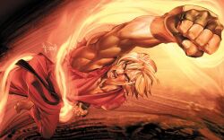  1280x800 blonde_hair blue_eyes capcom dougi fight fighting fingerless_gloves game ken_masters male male_focus punch punching shoryuken shouryuuken street_fighter strong uppercut video_game yell 