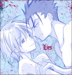  2boys blue fay_d_flourite kurofay kurogane lowres male male_focus multiple_boys tsubasa_chronicle yaoi 