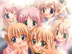  6+girls asakura_maina asakura_yuna asakura_yuuna blue_eyes cute game_cg green_eyes hajimete_no_oisha-san hajimete_no_orusuban mizuki_saori mizuki_shiori multiple_girls nanami_to_konomi_no_oshiete_abc nishimura_konomi nishimura_nanami please_teach_me_abc siblings studio_ring twins 