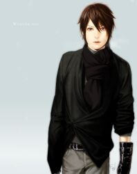  banned_artist brown_hair fugi_jis gloves male_focus original realistic scarf solo 