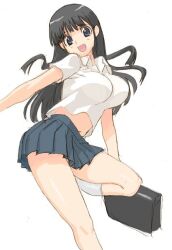  black_hair blue_eyes character_request hirose_(mokiki) long_hair school_uniform schoolgirl skirt source_request 