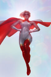  absurdres backlighting bare_shoulders blonde_hair blue_eyes bodysuit boots breasts cape clenched_hands closed_mouth comic_cover cover_image domino_mask english_commentary eye_mask female floating_cape floating_hair full_body gloves highres jee-hyung_lee large_breasts looking_at_viewer marvel mask official_art realistic red_cape red_footwear red_mask ripley_ryan short_hair sleeveless sleeveless_bodysuit smile solo star_(marvel) sunlight superhero_costume taut_bodysuit taut_clothes thigh_boots two-sided_cape two-sided_fabric two-tone_cape white_cape white_gloves 