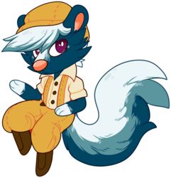  alpha_channel animal_crossing anthro blue_body blue_fur boots button-down_shirt chibi clothing crownedvictory footwear fur hat headgear headwear kicks_(animal_crossing) ko-fi mammal mephitid multicolored_body multicolored_fur nintendo skunk solo suspenders tail two_tone_body two_tone_fur white_body white_fur 