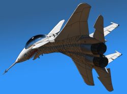  2019 absurd_res aircraft airplane ambiguous_gender brown_stripes digital_media_(artwork) dire_aircraft dire_machine dire_vehicle eye_reflection f-15 flying glistening glistening_eyes hi_res jet living_aircraft living_machine living_vehicle looking_at_viewer machine open_mouth reflection sharp_teeth simple_background sky smile solo stripes teeth three-quarter_view vehicle wings zw3 