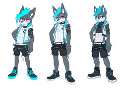  2021 abs absurd_res adolescent age_chart anthro band-aid bandage blush canid canine chart clothed clothing collar hald_(manadezimon) hi_res kemono male mammal manadezimon multiple_poses muscular muscular_male muscular_young open_clothing open_topwear open_vest pecs pose simple_background solo topwear v-cut vest white_background young young_anthro 