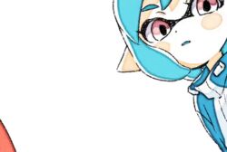  +_+ 2girls animated animated blue_hair blue_jacket blush bow closed_mouth comamawa frown inkling inkling_girl inkling_player_character jacket looking_at_viewer looping_animation multiple_girls pink_eyes pointy_ears red_hair short_hair simple_background smile source_request splatoon_(series) splatoon_2 tank_top upper_body white_background white_tank_top yellow_eyes 