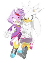  anthro black_nose blaze_the_cat clothing domestic_cat duo eulipotyphlan felid feline felis female footwear fur gem hair hedgehog jam8686 male mammal ponytail purple_body purple_fur purple_hair sega silver_the_hedgehog sonic_the_hedgehog_(series) 