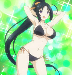  bikini black_hair female kurano_kiriha ponytail purple_eyes rokujouma_no_shinryakusha!? screencap sparkle swimsuit violet_eyes 