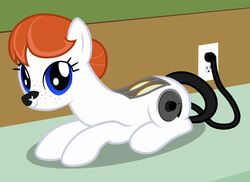  2015 appliance badumsquish blue_eyes bread equid equine female food freckles ginger-bread_(oc) hair hasbro hi_res horse kitchen_appliance lying mammal my_little_pony orange_hair ponification pony socket solo toast toaster what what_has_magic_done what_has_science_done why 