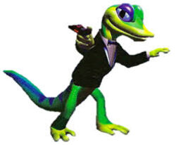  3_toes 3d_(artwork) anthro black_tie_(suit) bow_tie clothing controller digital_media_(artwork) feet gecko gex_(series) gex_the_gecko holding_object lizard looking_at_viewer low_res male official_art remote_control reptile scalie simple_background solo standing suit thumbnail toes unknown_artist white_background 