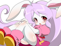  animal_ears bad_id bad_pixiv_id boots cream_(eto_ranger) female juuni_senshi_bakuretsu_eto_ranger long_hair meiro_(yuu) panties pantyshot purple_hair rabbit_ears rabbit_girl red_eyes solo underwear 