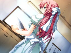  akatsuki_no_goei apron game_cg knife long_hair nikaidoh_aya red_hair tomose_shunsaku 