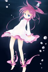  blue_eyes blush burungel female frillish gijinka gradient gradient_background hair_ornament highres lolicon moemon open_mouth personification pink_hair pokemon pokemon_(game) pokemon_black_and_white pokemon_bw ponytail pururiru short_hair solo underwater 