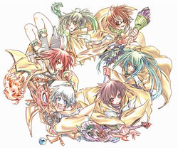  5girls ahoge artist_request aussa black_eyes black_hair blue_eyes blue_hair blush bow brown_eyes brown_hair coat dharc duel_monster eria fire glasses gloves green_hair hiita long_hair lyna multiple_girls pony-tail ponytail red_eyes red_hair short_hair shorts skirt wand white_eyes white_hair wynn yu-gi-oh! yuu-gi-ou_duel_monsters 