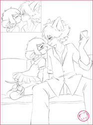  age_difference anthro cellphone chimangetsu duo electronics felid feline female harumi hi_res kissing larger_male lynx male mammal mattie_(chimangetsu) mustelid musteline naked_mole-rat phone rodent simple_background size_difference smaller_female stoat true_musteline weasel yamaneko_sougi young young_anthro 