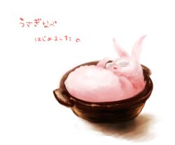  animal animal_focus animalization bad_id bad_pixiv_id barnaby_brooks_jr. bowl clothed_animal glasses hotpot in_container mochi_mocchi neko_nabe no_humans rabbit solo tiger_&amp;_bunny translated 