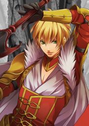  1boy aestus_estus blonde_hair commentary_request fate/extra fate_(series) genderswap_(ftm) green_eyes male_focus nero_claudius_(fate) nero_claudius_(fate/extra) photoshop_(medium) recursive_genderswap rule_63 solo toggles wand3754 