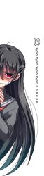  bad_link bandages black_hair black_serafuku blush female long_hair original peeking_out red_eyes school_uniform serafuku solo wavy_mouth ygo_(kintsuba) 