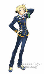  blonde_hair hitoyoshi_zenkichi male male_focus medaka_box neck_tie necktie school_uniform solo 