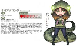  alpha_channel anaconda anaconda_humanoid angry animal_humanoid boa_(snake) boinae boots border bottomwear brown_hair clothed clothing crossed_arms denim denim_bottomwear denim_clothing fan_character female footwear glowing glowing_eyes green_anaconda green_eyes hair hoodie humanoid japanese_text jeans kemono_friends open_mouth pants reptile reptile_humanoid scales scalie scalie_humanoid short_hair snake snake_humanoid solo spots text topwear translated transparent_border watermark yoshida_hideyuki 