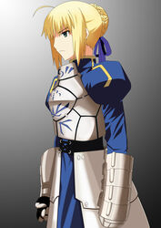  absurdres ahoge armor armored_dress artoria_pendragon_(fate) blonde_hair commentary_request fate/stay_night fate_(series) female green_eyes highres knightstar photoshop_(medium) saber_(fate) solo sword weapon 