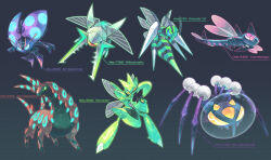  2019 6_legs action_pose ambiguous_gender araquanid arthropod biped claws english_text feral flying full-length_portrait generation_2_pokemon generation_4_pokemon generation_5_pokemon generation_6_pokemon generation_7_pokemon generation_8_pokemon glowing glowing_eyes grey_background group hymenopteran insects kuri_(artist) lidded_eyes mandibles mega_beedrill mega_evolution myriapod narrowed_eyes nintendo orbeetle outline pincers pokemon pokemon_(species) portrait pose quadruped scizor scolipede shiny_pokemon simple_background species_name spikes spikes_(anatomy) standing stinger tail text translucent translucent_wings vespid vikavolt wasp wings yanmega 