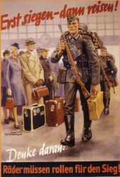  civilians clothing german german_text gun herbert_rothg&auml;ngel luggage military poster propaganda ranged_weapon rifle soldier text train_station uniform warrior weapon world_war_2 