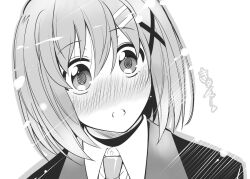  :o bad_id bad_pixiv_id blush female greyscale hair_ornament hairclip heart kawakami_shuuichi lyrical_nanoha mahou_shoujo_lyrical_nanoha_strikers military military_uniform monochrome necktie open_mouth solo tsab_naval_military_uniform uniform x_hair_ornament yagami_hayate 