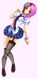  alisa_boskonovich flower hair_ornament multicolored_hair namco necktie school_uniform skirt smile solo stackup tekken 